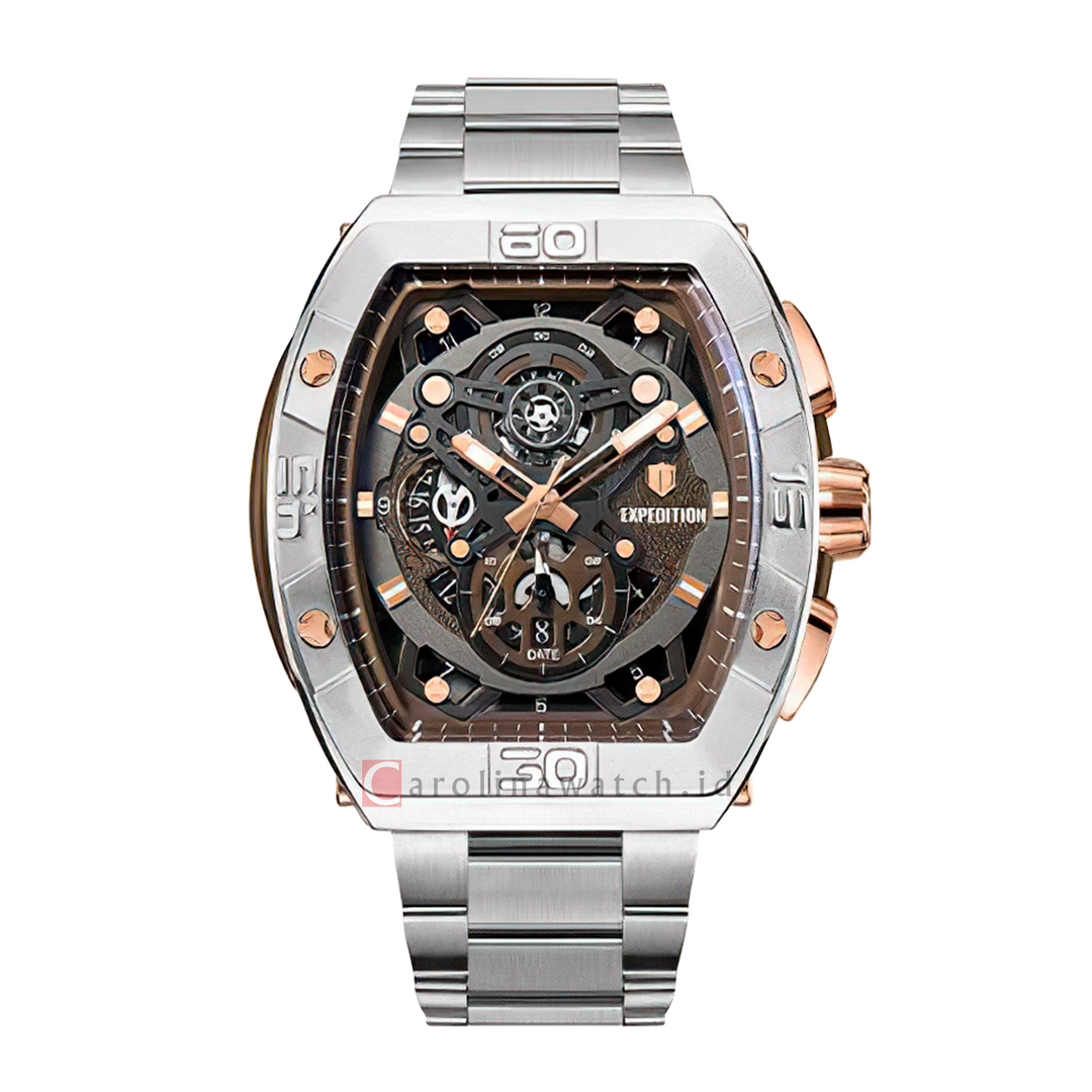 Jam Tangan S Expedition Chronograph E 6800 MCBTRBO Men Analog Dial Stainless Steel Strap
