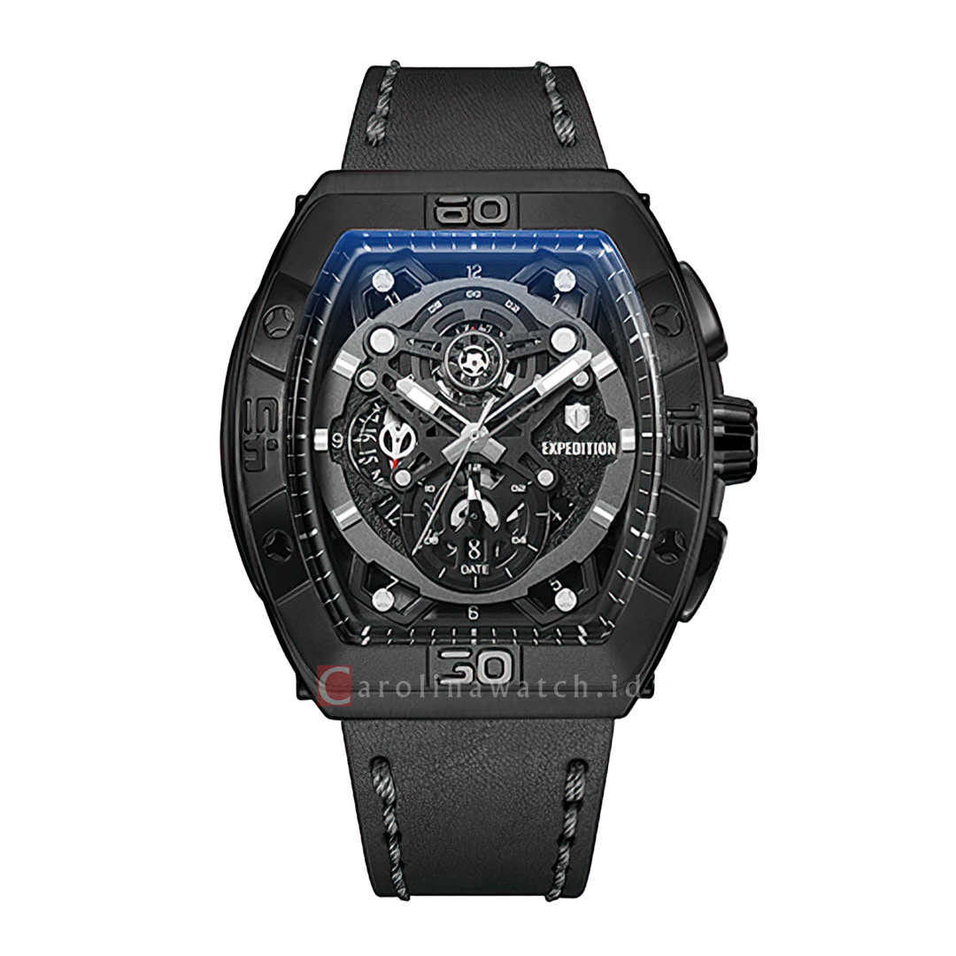 Jam Tangan S Expedition E 6800 MCLIPBA Men Black Dial Black Leather Strap