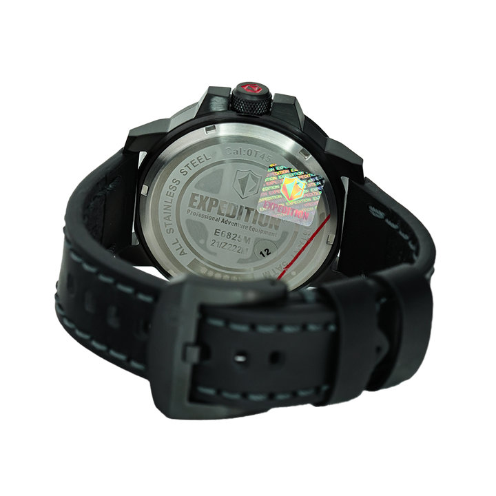 Jam Tangan Expedition Sport E 6825 MSLIPBALE Men Black Dial Black Leather Strap