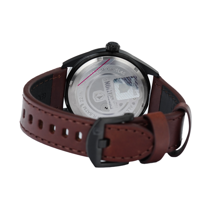 Jam Tangan Expedition Multifunction E 6832 MSLIPBAIV Men Black Dial Brown Leather Strap