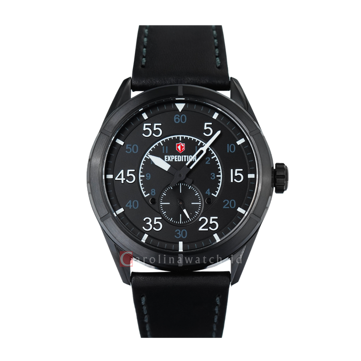 Jam Tangan Expedition Multifunction E 6832 MSLIPBASL Men Black Dial Black Leather Strap