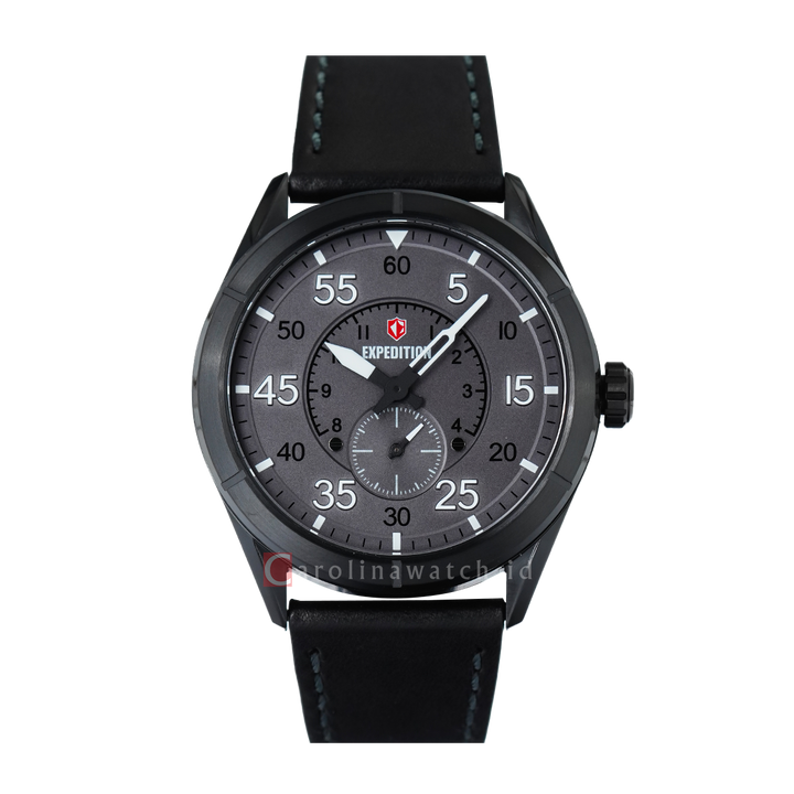 Jam Tangan Expedition Multifunction E 6832 MSLIPGR Men Grey Dial Black Leather Strap
