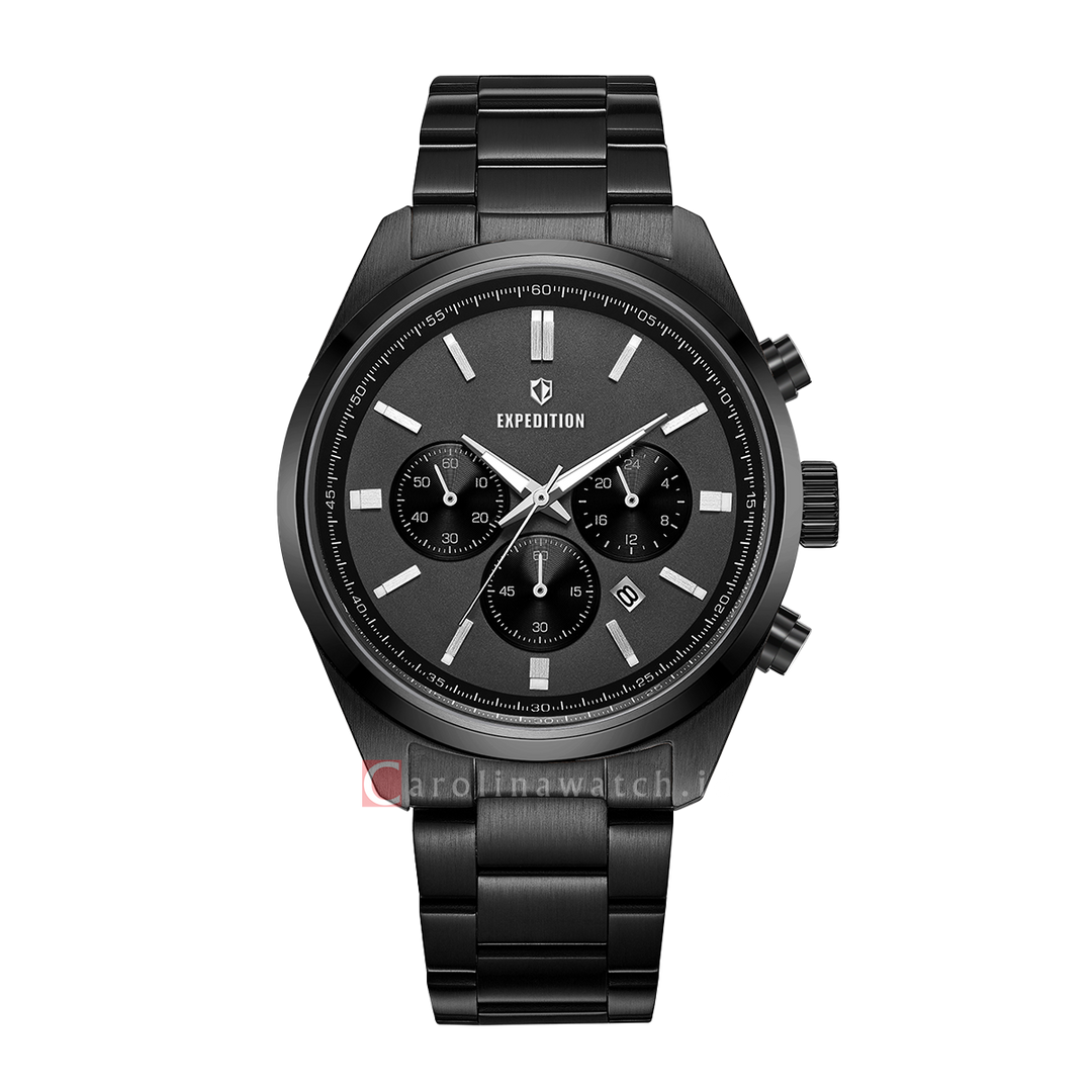 Jam Tangan S Expedition E 6867 MCBIPBA Men Black Dial Black Stainless Steel Strap