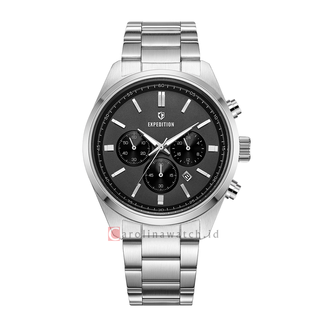Jam Tangan S Expedition E 6867 MCBSSBA Men Black Dial Stainless Steel Strap