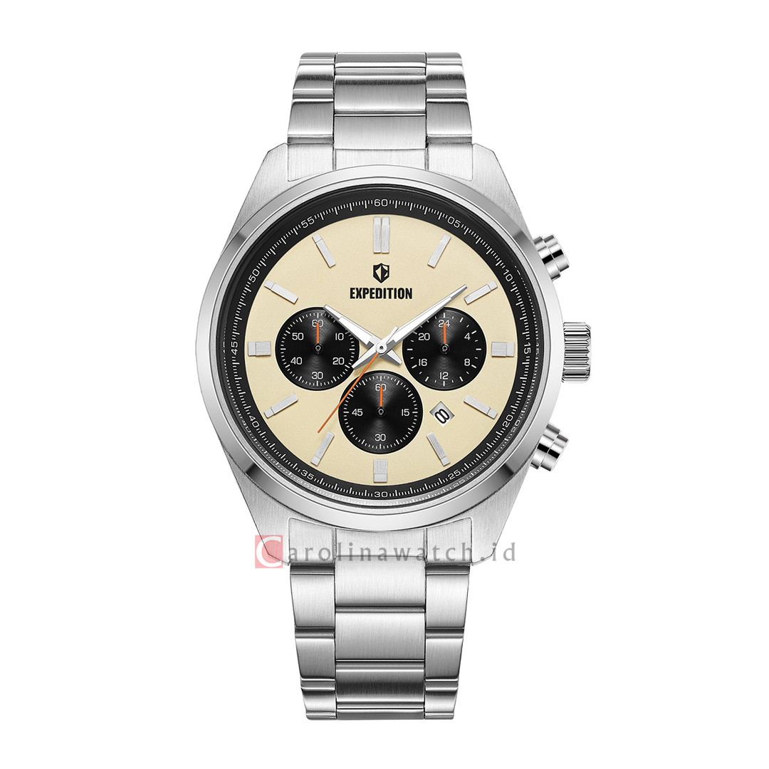 Jam Tangan S Expedition E 6867 MCBSSBG Men Cream Dial Stainless Steel Strap