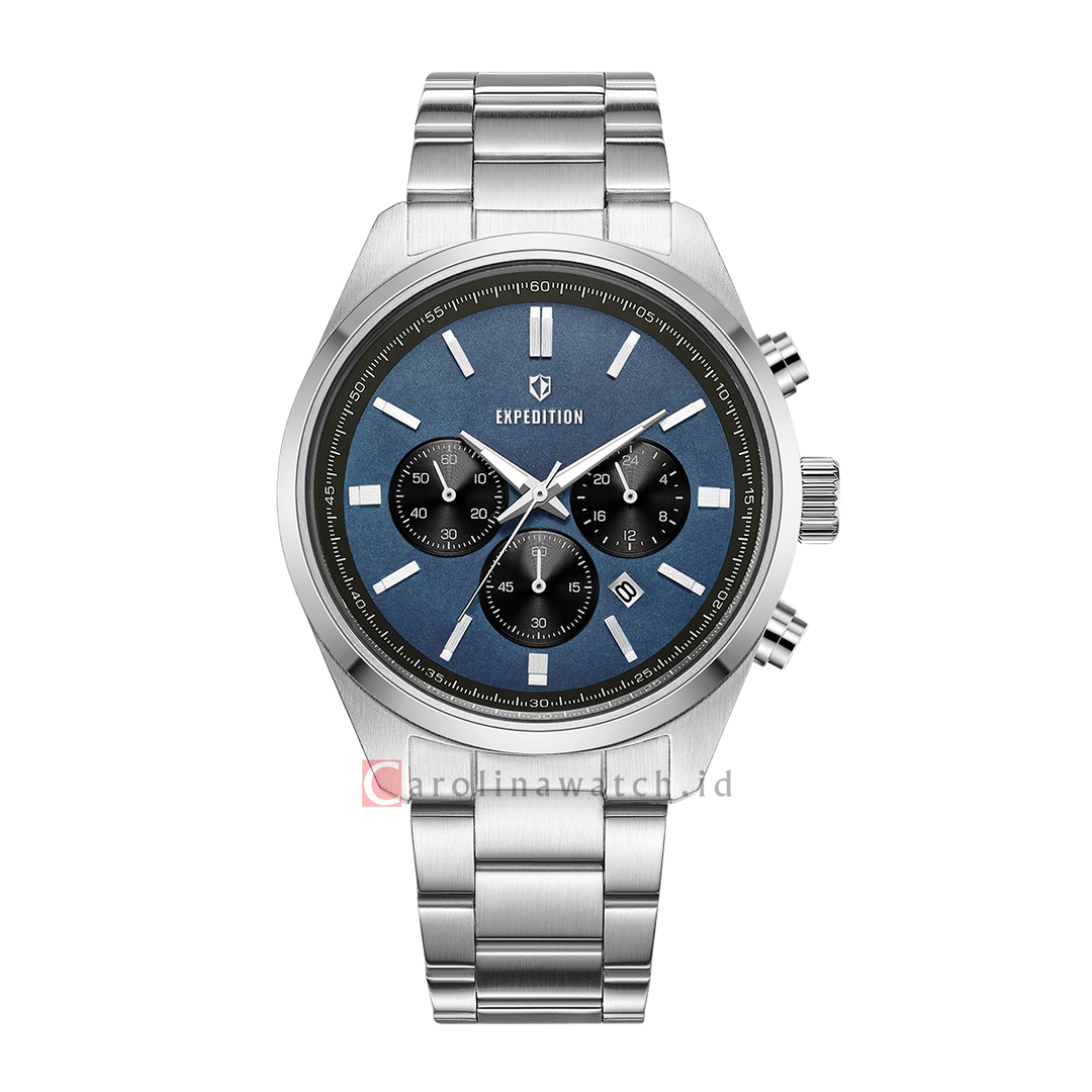 Jam Tangan S Expedition E 6867 MCBSSBU Men Blue Dial Stainless Steel Strap