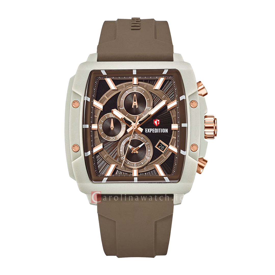 Jam Tangan S Expedition Chronograph E 6868 MCRRGBO Men Brown Dial Brown Rubber Strap