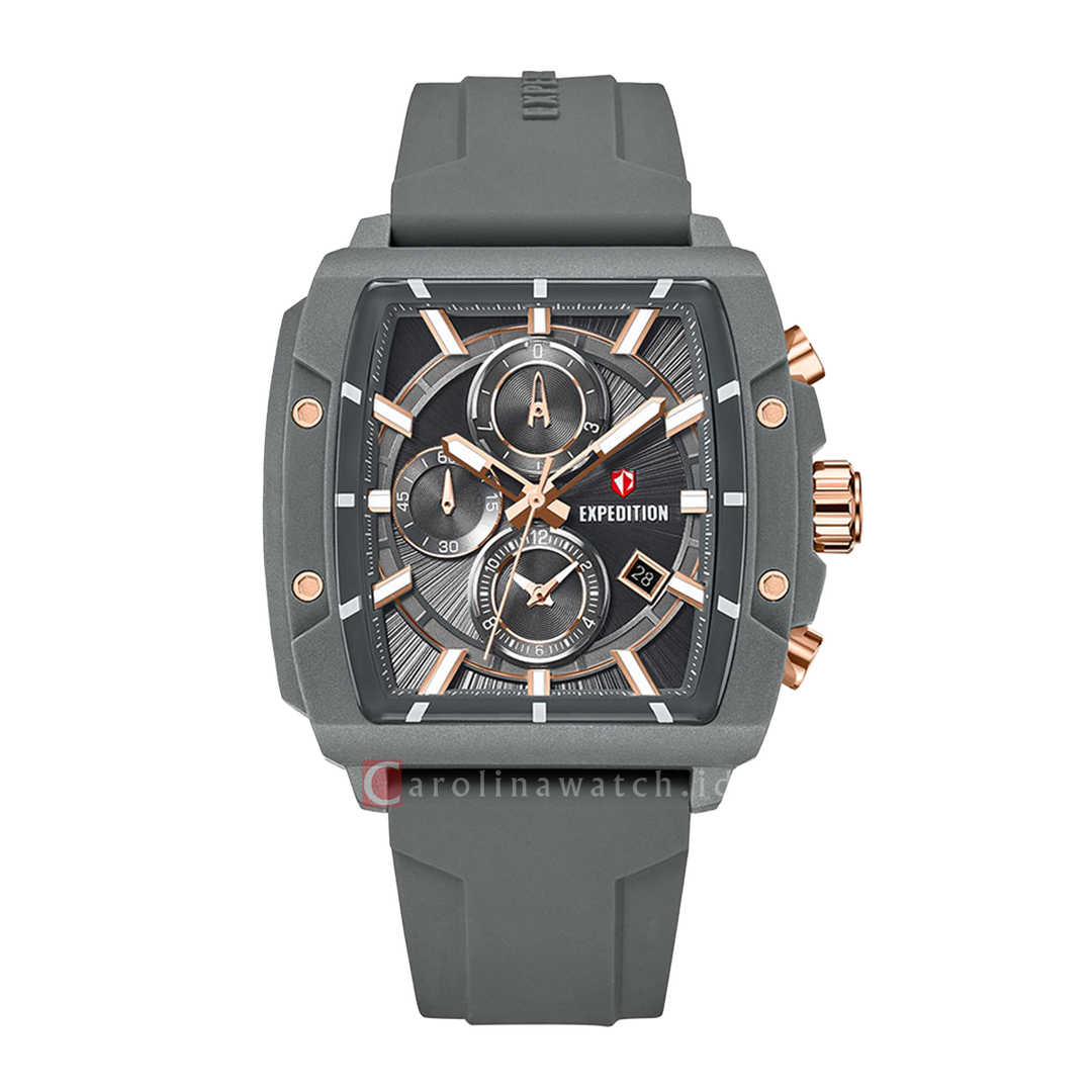 Jam Tangan S Expedition Chronograph E 6868 MCRRGGR Men Grey Dial Grey Rubber Strap
