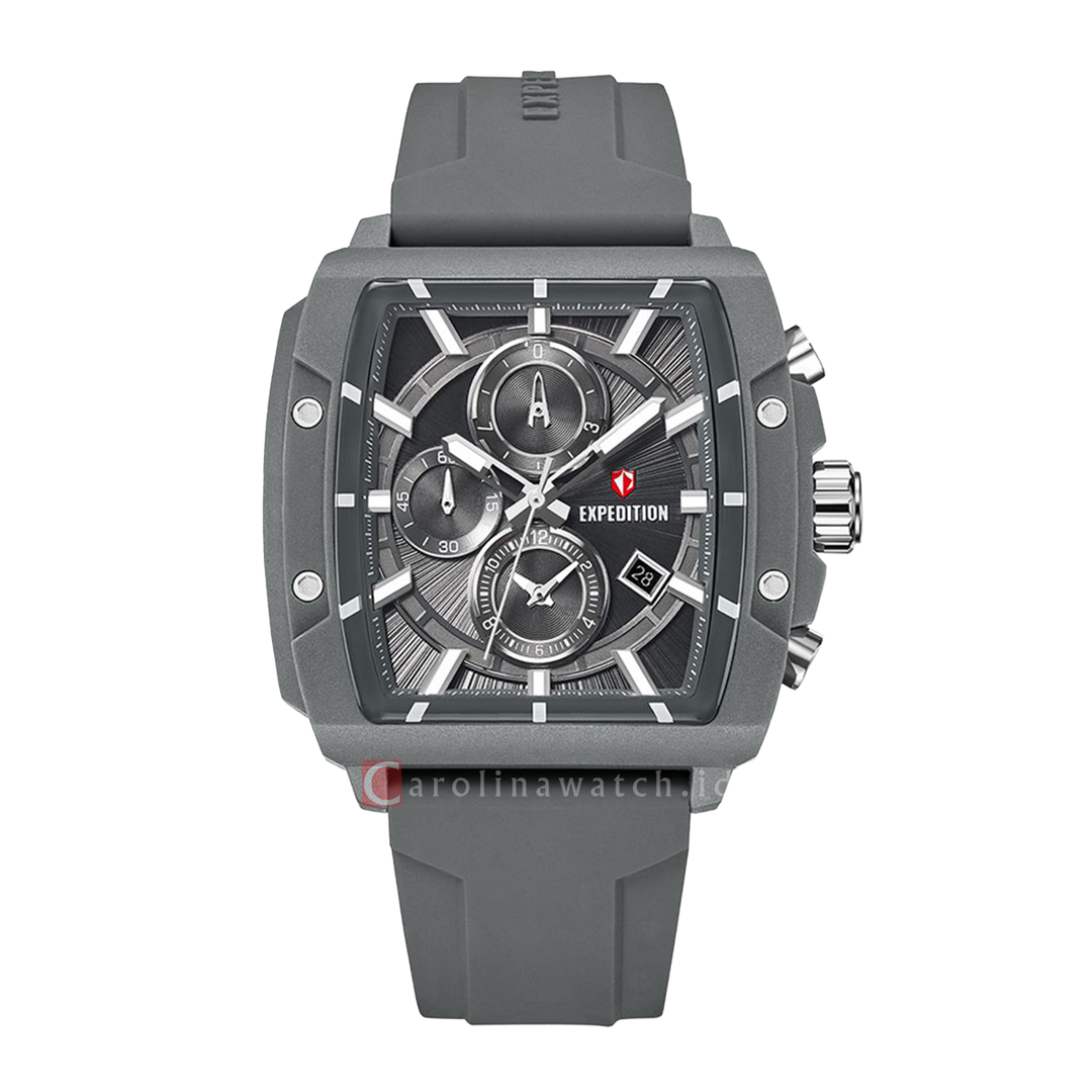 Jam Tangan S Expedition Chronograph E 6868 MCRSSGR Men Grey Dial Grey Rubber Strap