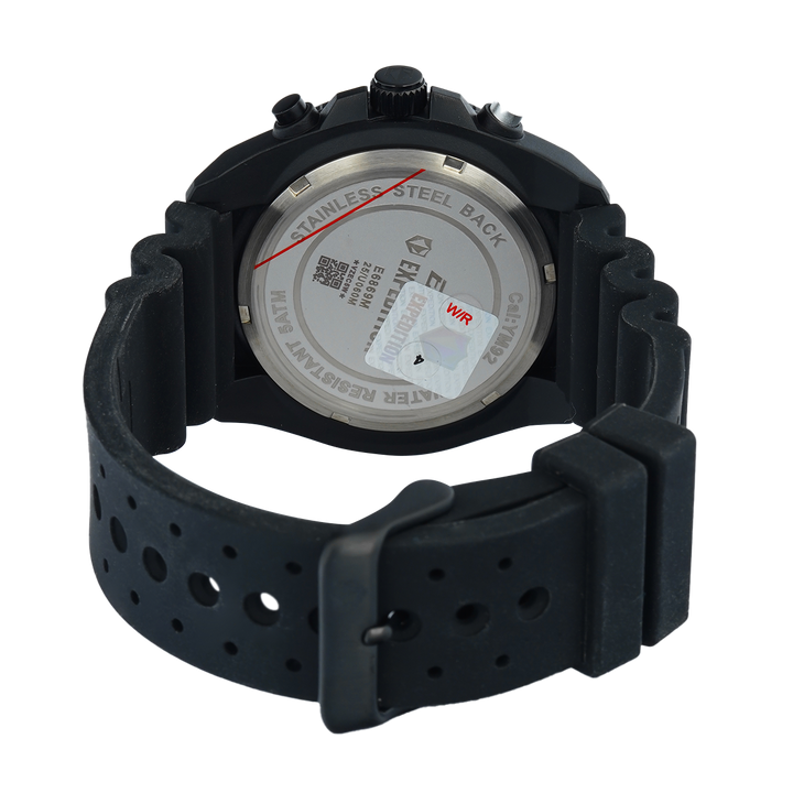 Jam Tangan S Expedition E 6869 MCRIPBA Men Black Dial Black Rubber Strap