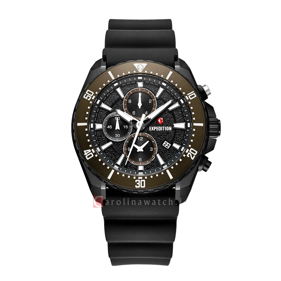 Jam Tangan S Expedition E 6869 MCRIPBABO Men Black Dial Black Rubber Strap