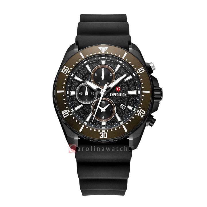 Jam Tangan S Expedition E 6869 MCRIPBABO Men Black Dial Black Rubber Strap
