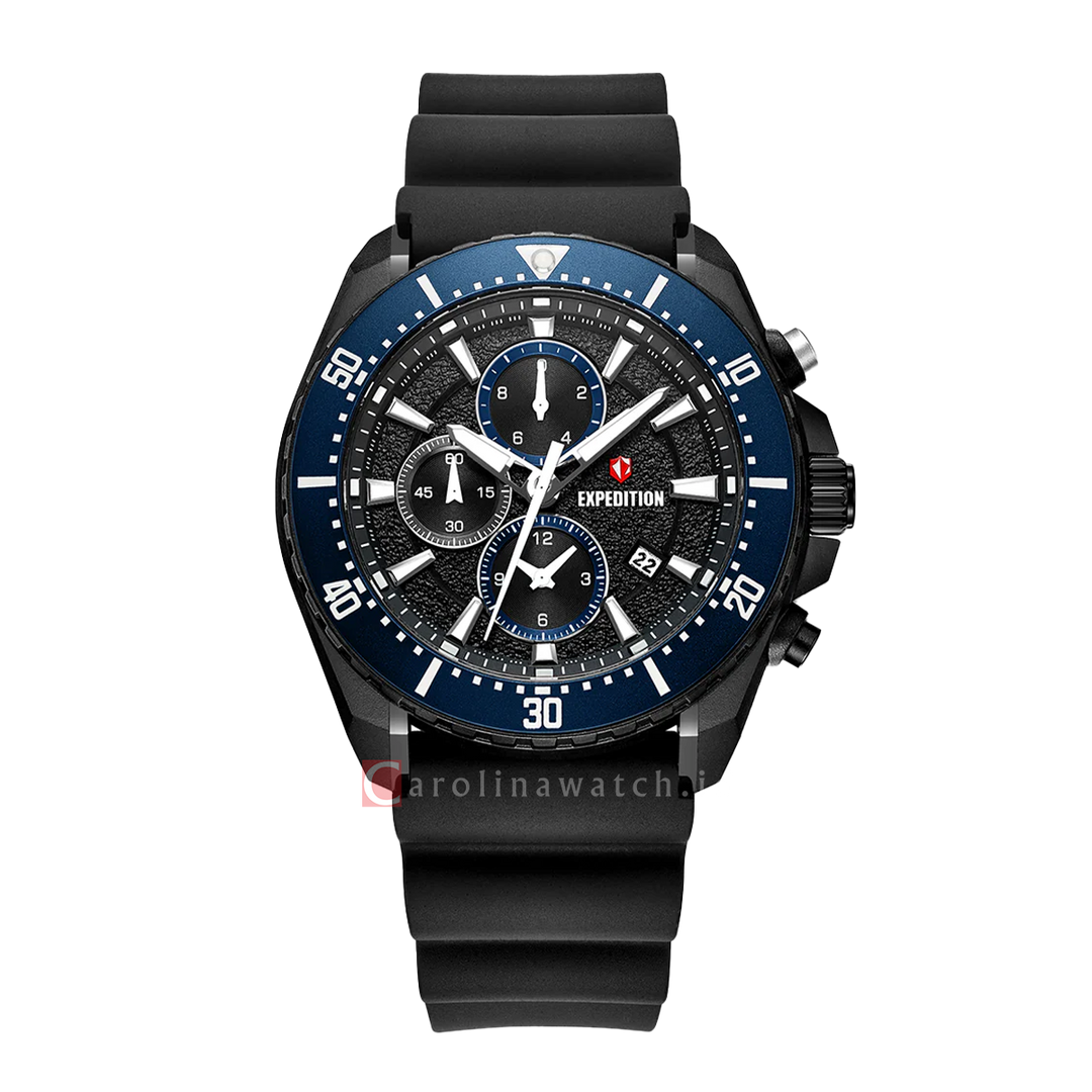 Jam Tangan S Expedition E 6869 MCRIPBABU Men Black Dial Black Rubber Strap