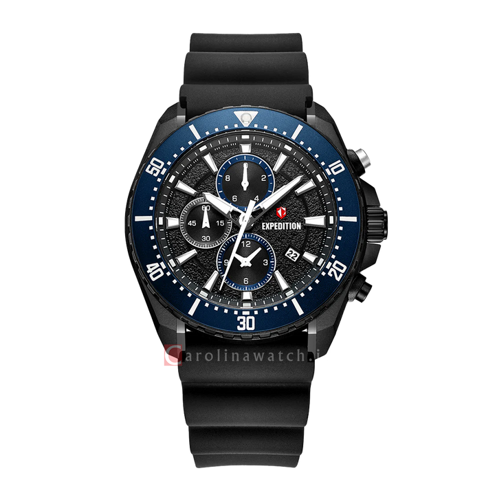 Jam Tangan S Expedition E 6869 MCRIPBABU Men Black Dial Black Rubber Strap