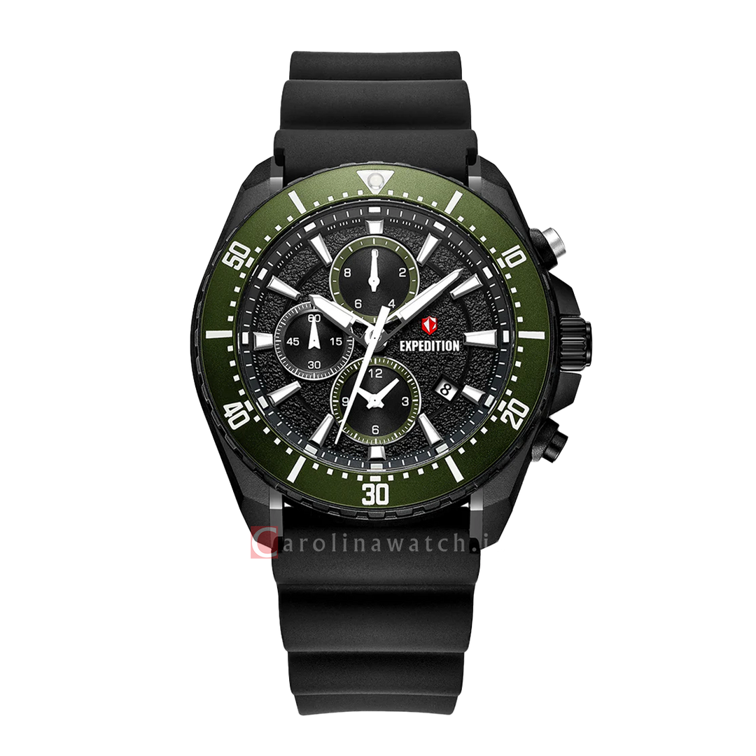 Jam Tangan S Expedition E 6869 MCRIPBAGN Men Black Dial Black Rubber Strap