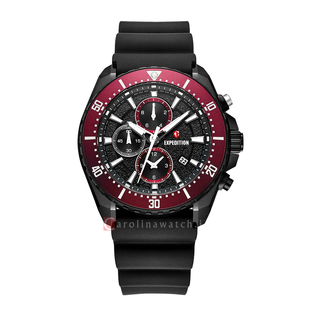 Jam Tangan S Expedition E 6869 MCRIPBARE Men Black Dial Black Rubber Strap