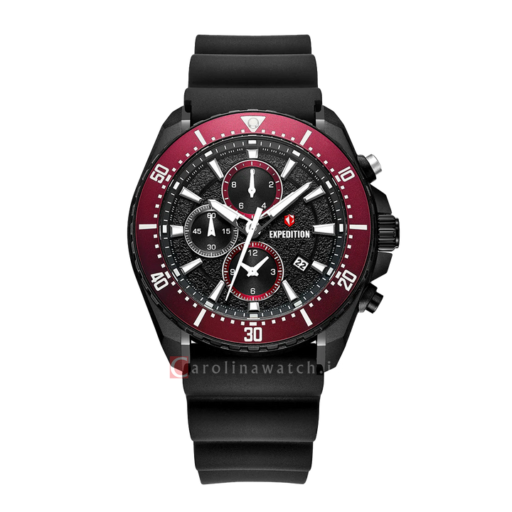 Jam Tangan S Expedition E 6869 MCRIPBARE Men Black Dial Black Rubber Strap