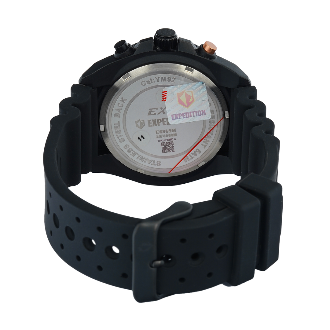 Jam Tangan S Expedition E 6869 MCRIPBARG Men Black Dial Black Rubber Strap