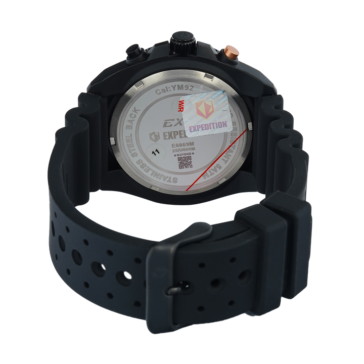 Jam Tangan S Expedition E 6869 MCRIPBARG Men Black Dial Black Rubber Strap