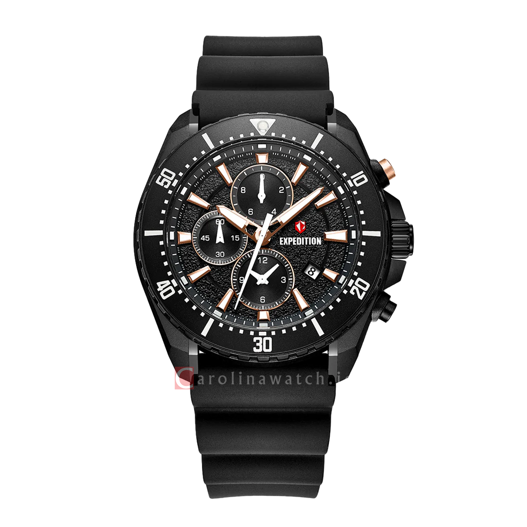 Jam Tangan S Expedition E 6869 MCRIPBARG Men Black Dial Black Rubber Strap
