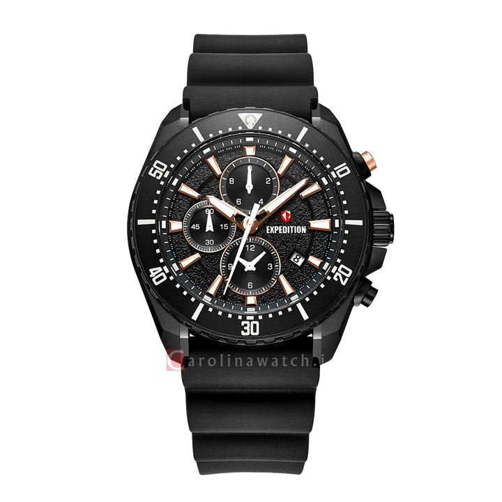 Jam Tangan S Expedition E 6869 MCRIPBARG Men Black Dial Black Rubber Strap
