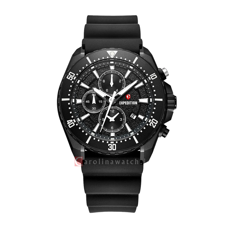 Jam Tangan S Expedition E 6869 MCRIPBA Men Black Dial Black Rubber Strap