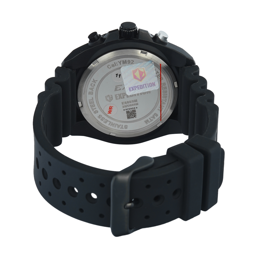 Jam Tangan S Expedition E 6869 MCRIPSLBA Men White Dial Black Rubber Strap