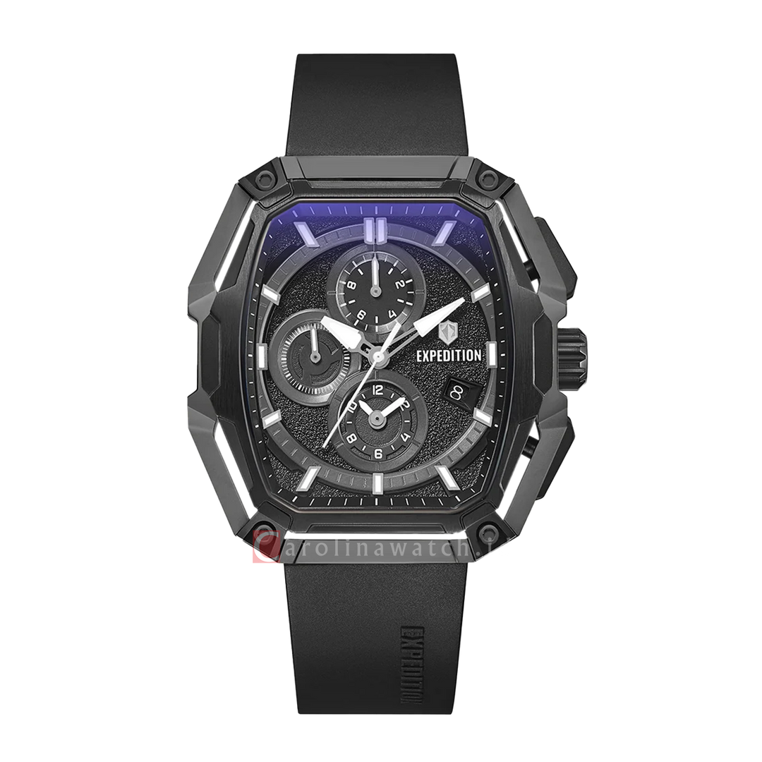 Jam Tangan S Expedition Chronograph E 6871 MCREPBA Men Black Dial Black Rubber Strap
