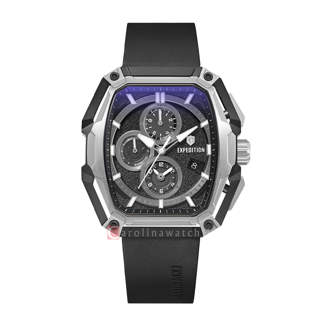 Jam Tangan S Expedition Chronograph E 6871 MCRTBBA Men Black Dial Black Rubber Strap