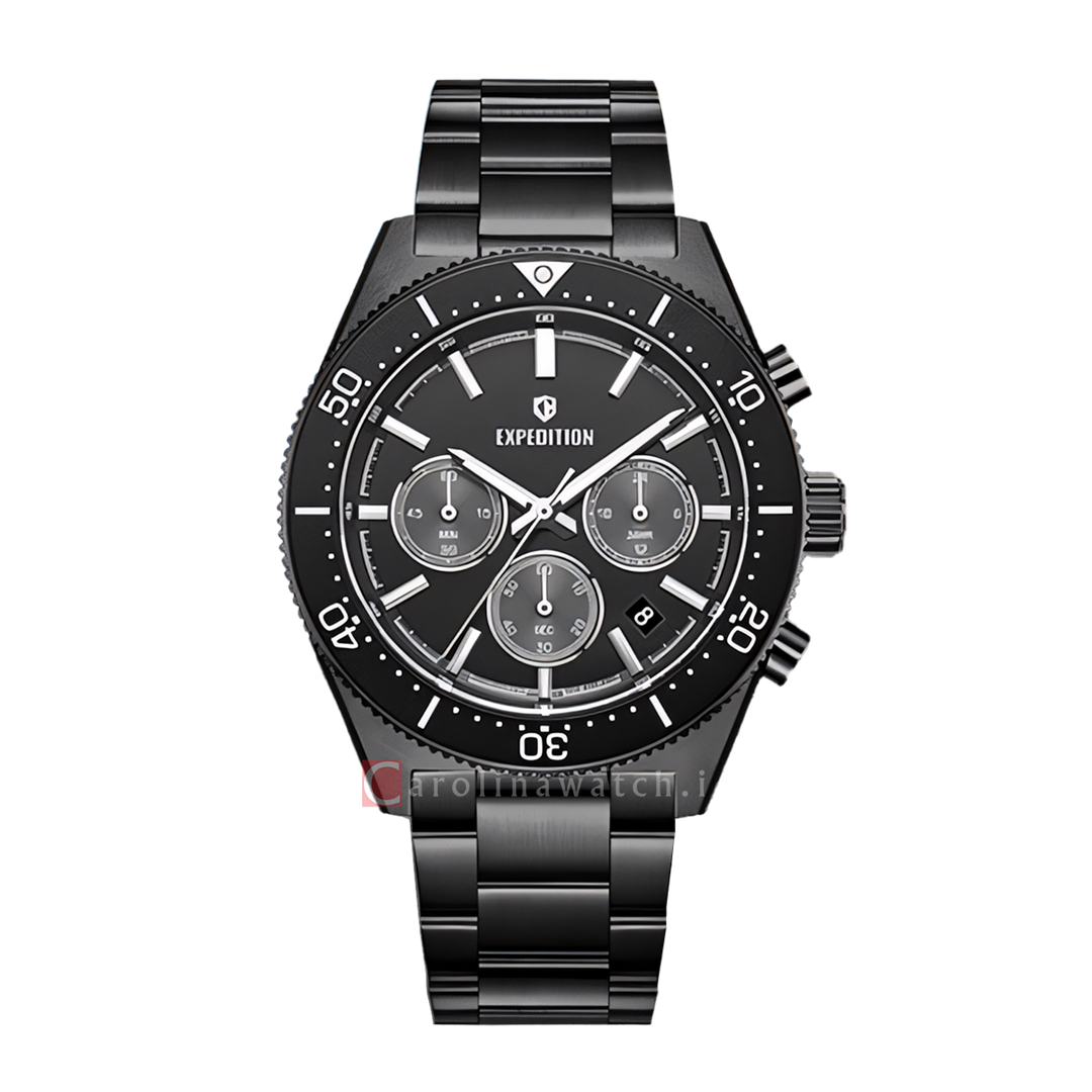 Jam Tangan S Expedition E 6872 MCBIPBA Men Black Dial Black Stainless Steel Strap