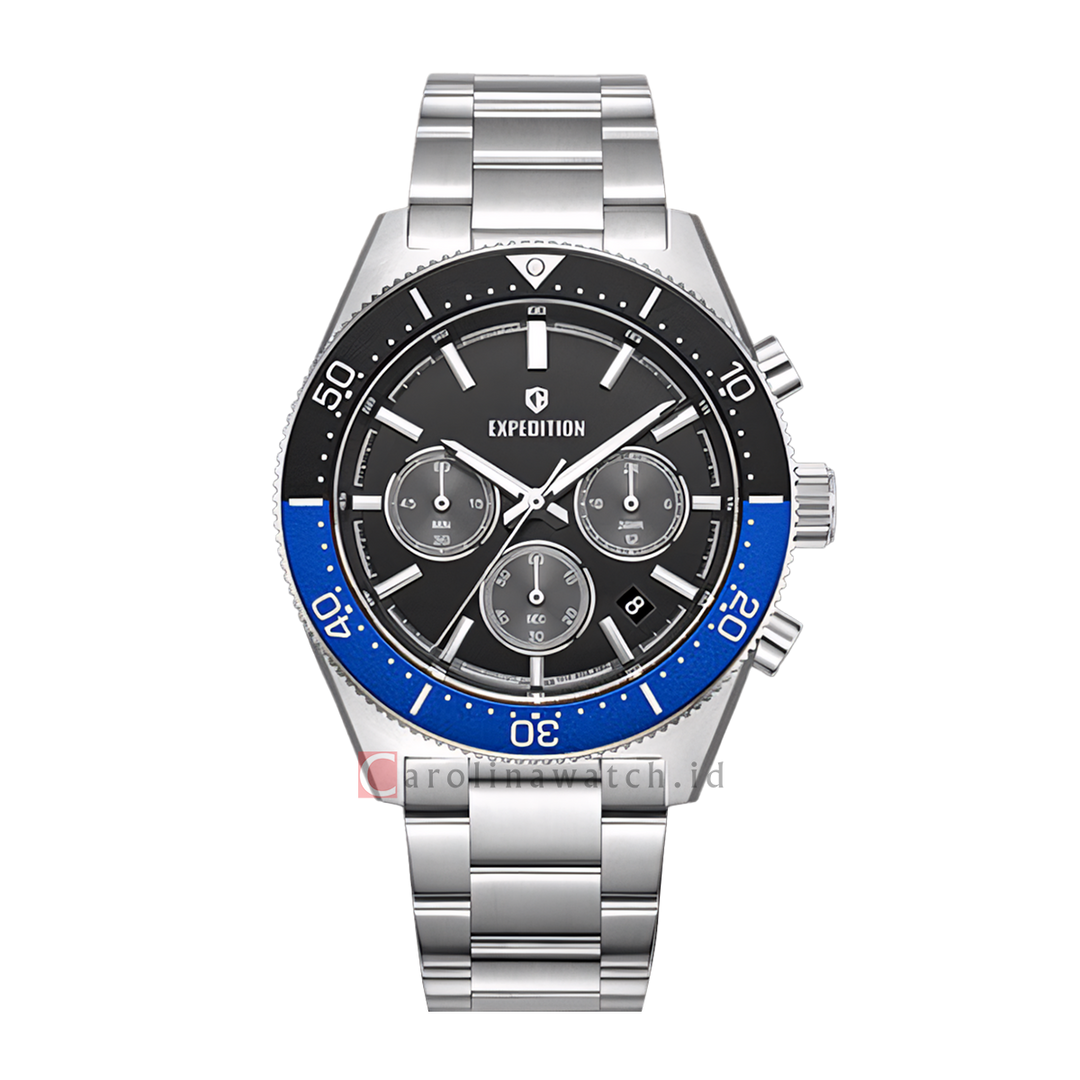 Jam Tangan S Expedition E 6872 MCBSSBABU Men Black Dial Stainless Steel Strap