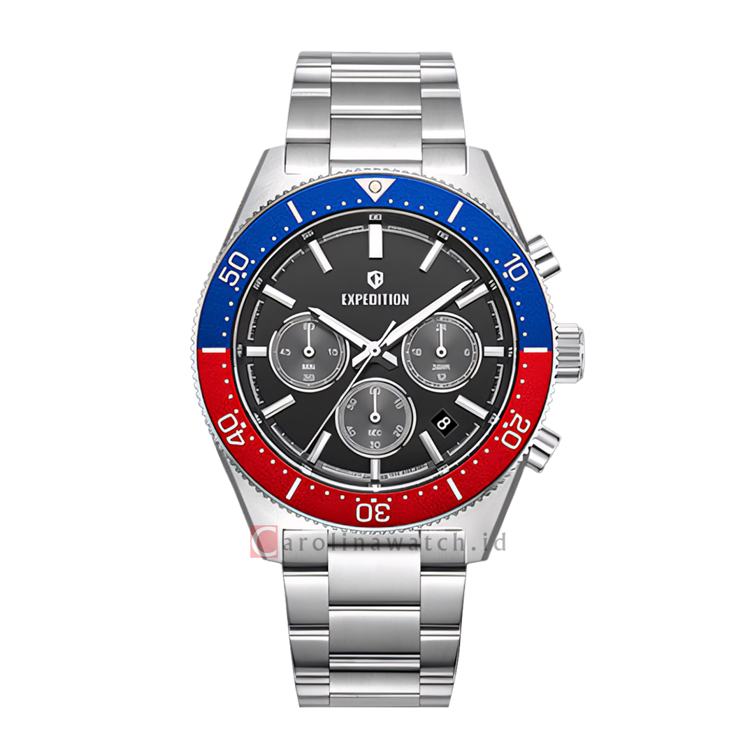 Jam Tangan S Expedition E 6872 MCBSSBARE Men Black Dial Stainless Steel Strap