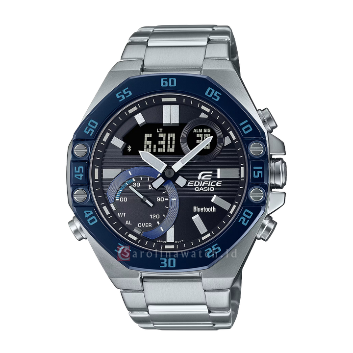 Jam Tangan Casio Edifice ECB-10DB-1B Men Black Dial Stainless Steel Band