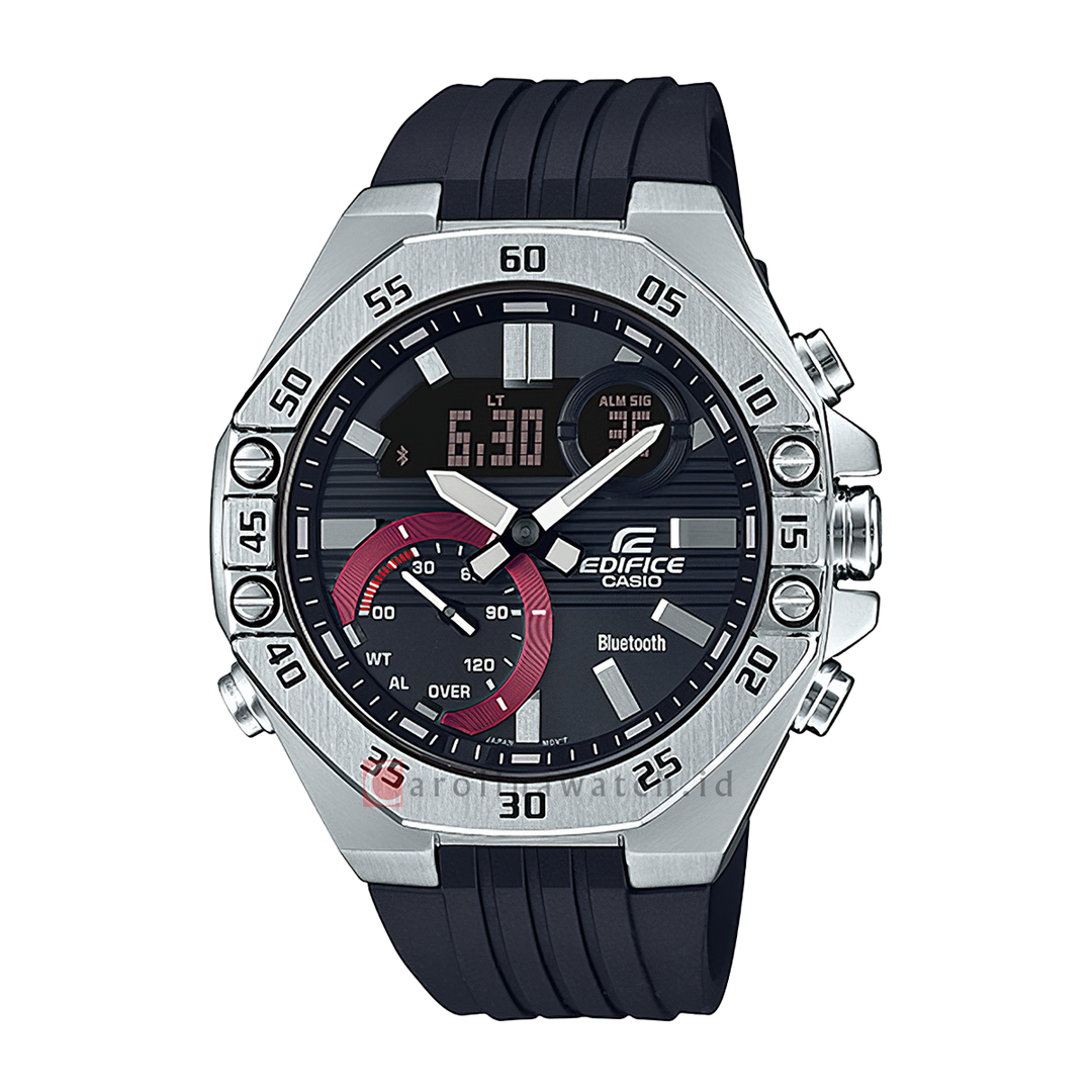 Jam Tangan Casio Edifice Sospensione ECB-10P-1A Men Black Dial Rubber Strap