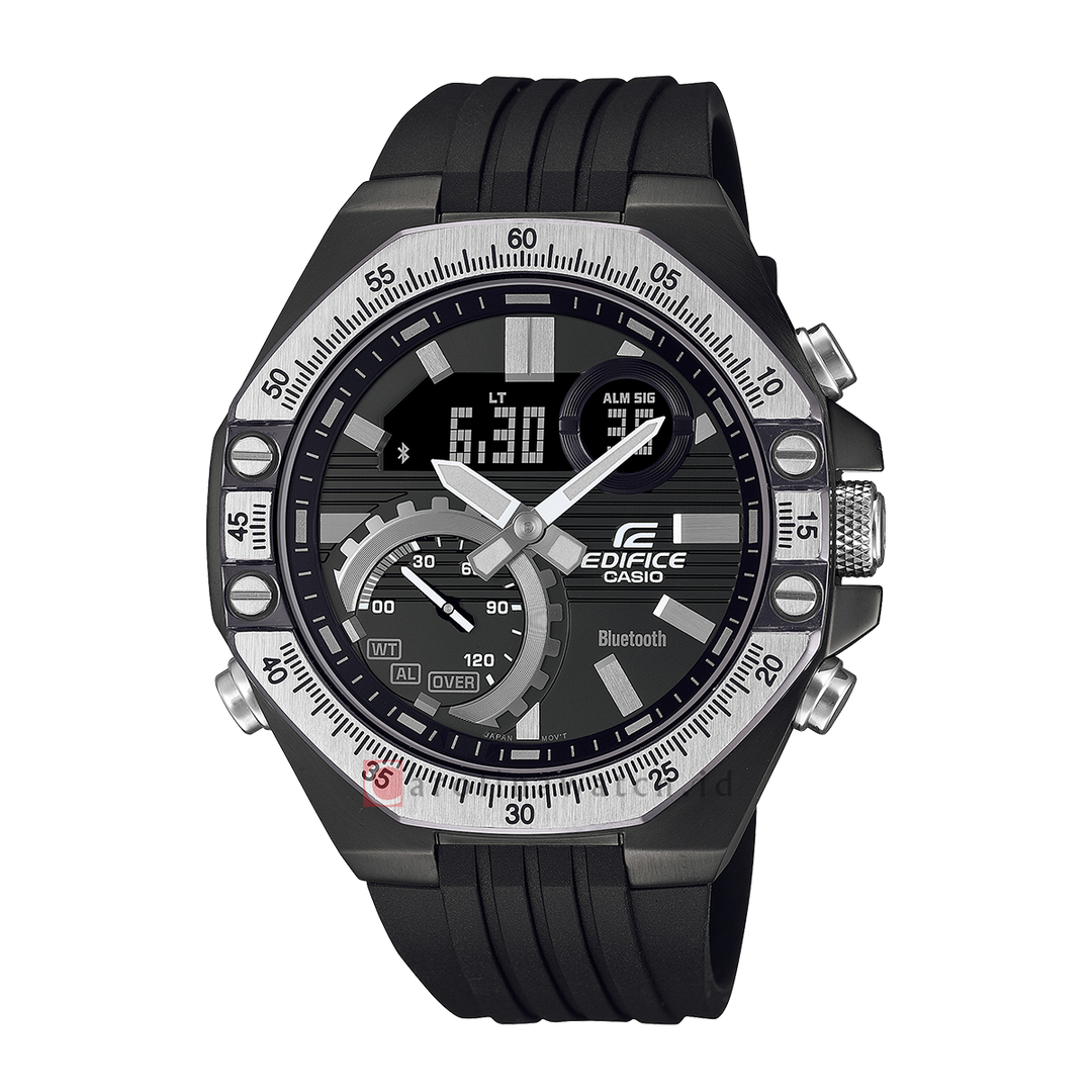 Jam Tangan Casio Edifice ECB-10TP-1A Men Black Dial Black Rubber Strap A DESIGN SERIES INSPIRED BY AUTOMOTIVE TOOLKIT