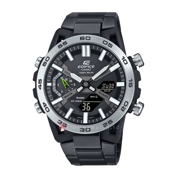 Jam Tangan Casio Edifice Sospensione ECB-2000DD-1A Men Black Analog-Digital Dial Gunmetal Stainless Steel Band