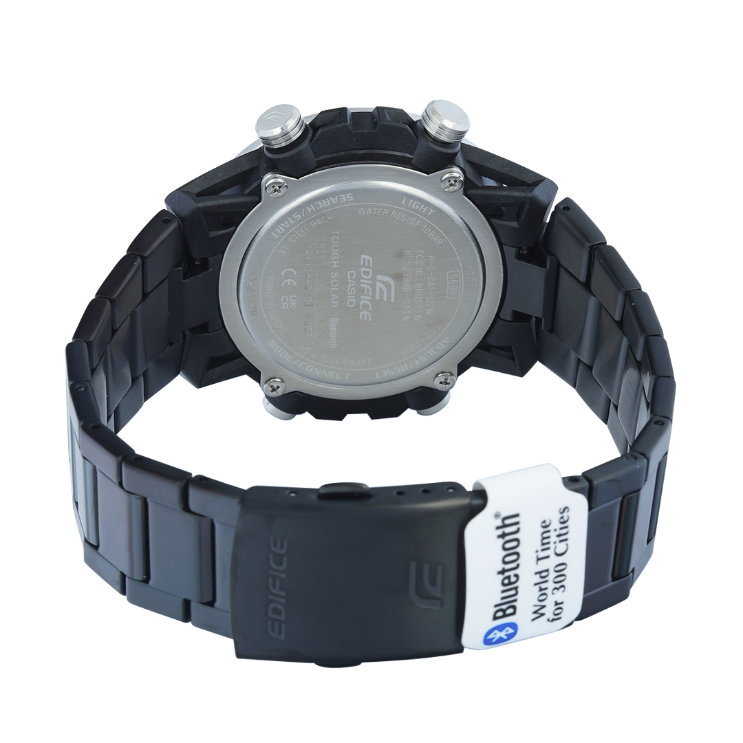 Jam Tangan Casio Edifice Sospensione ECB-2000DD-1A Men Black Analog-Digital Dial Gunmetal Stainless Steel Band