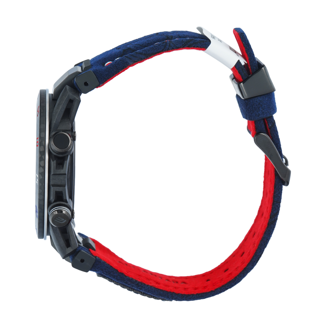 Jam Tangan Casio EDIFICE SOSPENSIONE ECB-2000HR-1A Honda Racing Collaboration Model Men Black Digital Analog Dial Blue Leather Band