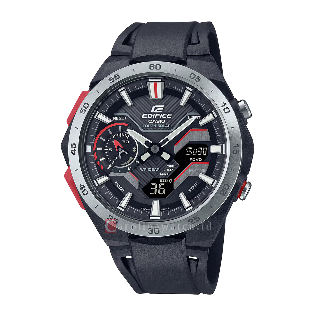 Jam Tangan Casio Edifice Windflow ECB-2200P-1A Men Black Analog-Digital Dial Black Resin Band