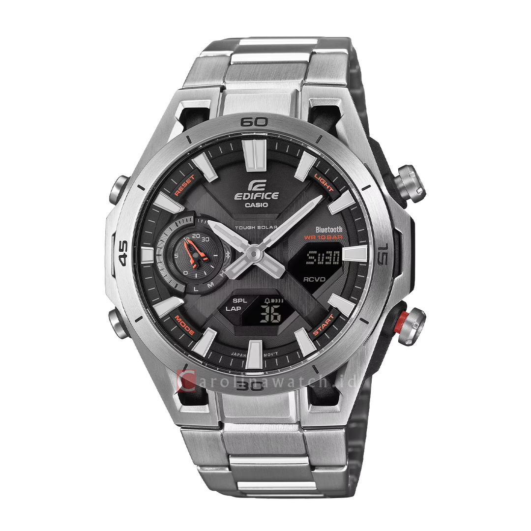 Jam Tangan Casio Edifice Sospensione ECB-2300D-1A Men Black Dial Stainless Steel Band