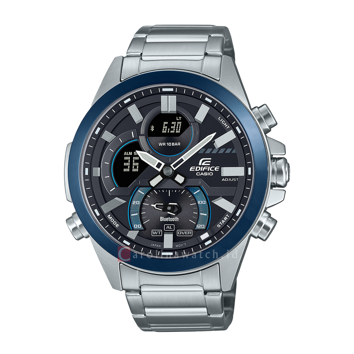 Jam Tangan Casio Edifice ECB-30DB-1A Men Black Dial and Stainless Steel Band