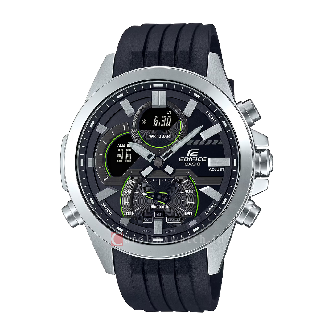 Jam Tangan Casio Edifice ECB-30P-1A Smartphone Link Model Men Black Dial Black Resin Band