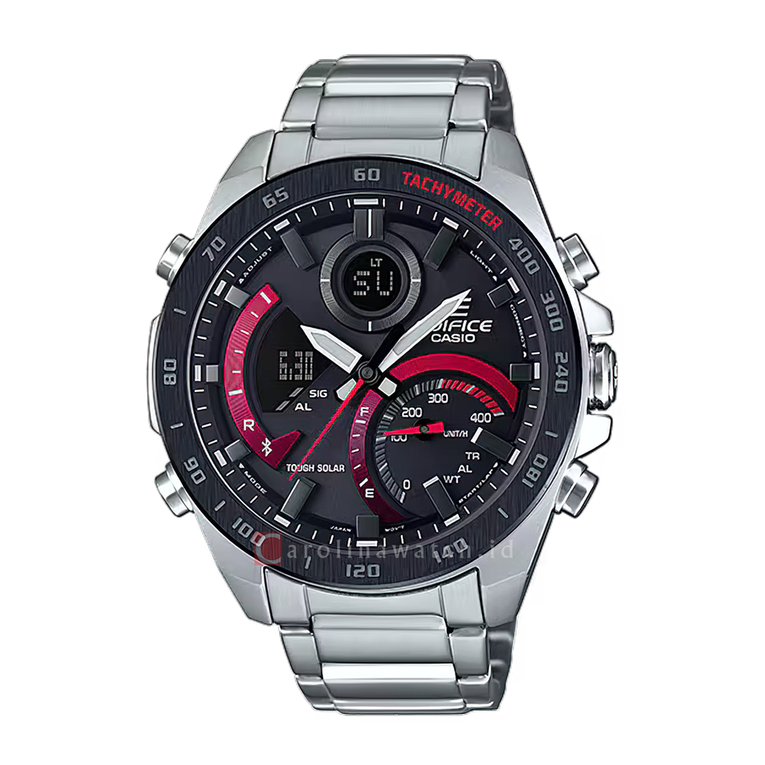 Jam Tangan Casio Edifice ECB-900DB-1A Men Black Digital Analog Dial Stainless Steel Band