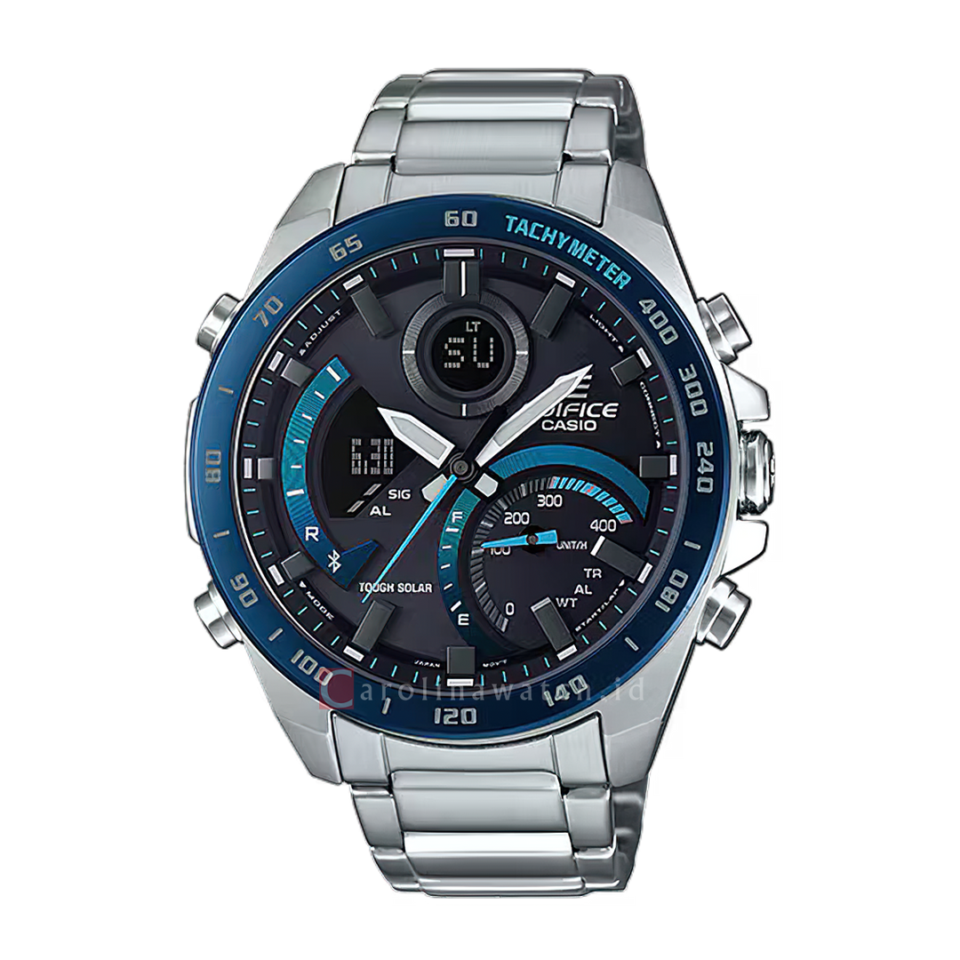 Jam Tangan Casio Edifice ECB-900DB-1B Men Black Digital Analog Dial Stainless Steel Band