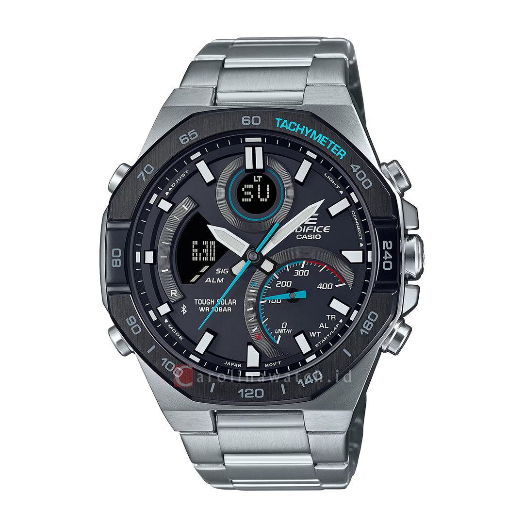 Jam Tangan Casio Edifice ECB-950DB-1A Men Black Dial Stainless Steel Band