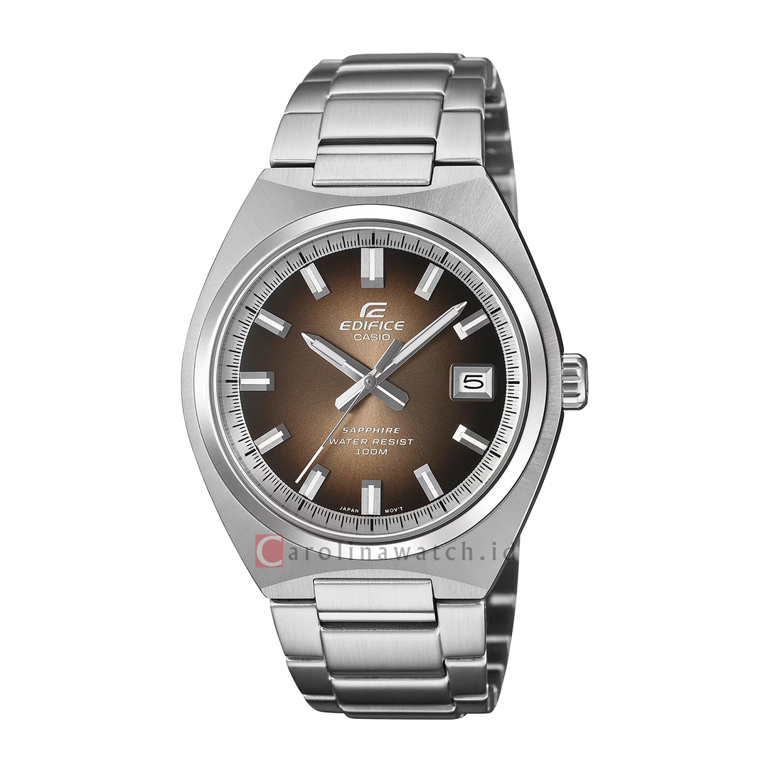 Jam Tangan Casio Edifice 3-Hand Analog EFB-109D-5A Men Brown Dial Stainless Steel Band