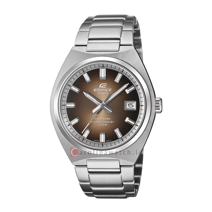 Jam Tangan Casio Edifice 3-Hand Analog EFB-109D-5A Men Brown Dial Stainless Steel Band