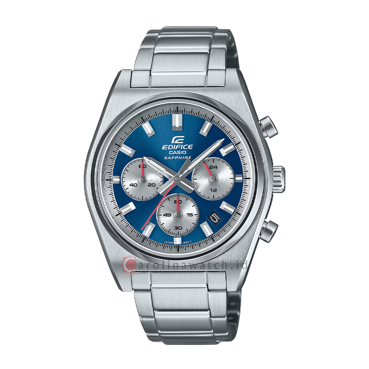 Jam Tangan Casio Edifice Standard Chronograph EFB-730D-2A Men Blue Dial Stainless Steel Band