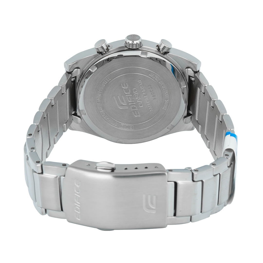 Jam Tangan Casio Edifice Standard Chronograph EFB-730D-2B Men Light Blue Dial Stainless Steel Band