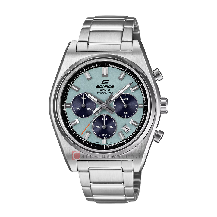 Jam Tangan Casio Edifice Standard Chronograph EFB-730D-2B Men Light Blue Dial Stainless Steel Band